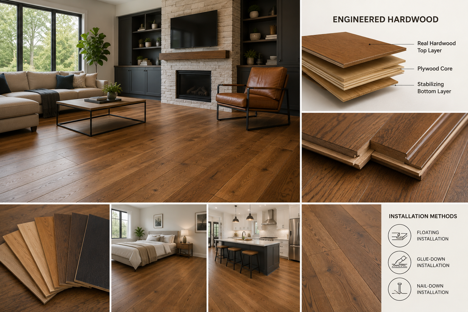 Engineered hardwood flooring installation for modern homes