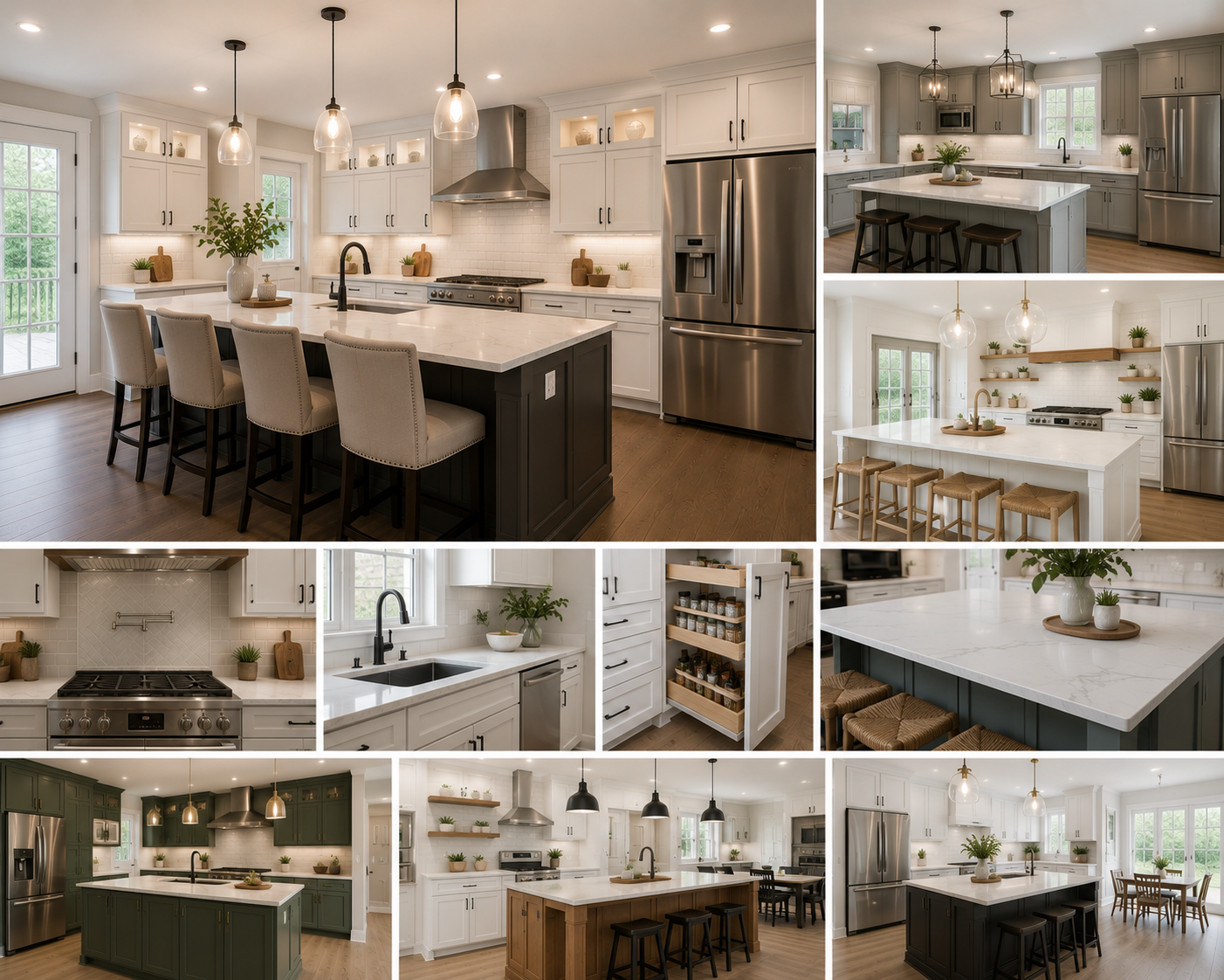 Modern kitchen renovation with custom cabinets and lighting