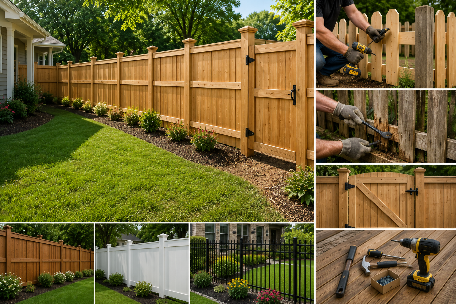 Custom wooden privacy fence installation