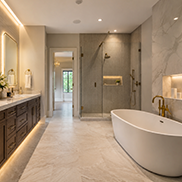Professional installing large-format floor tiles