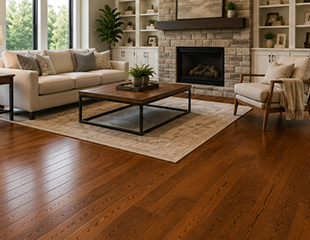 Beautiful hardwood flooring installation in a modern living room